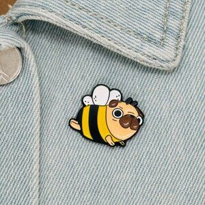 ✨Pug Bee Pug Enamel Pin Cartoon Animal Broch Cute Fat Yellow Jacket Kawaii Dog✨